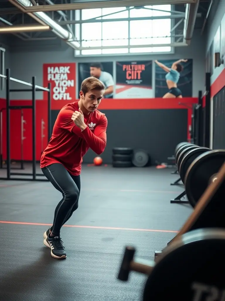 A Canadian athlete training at a high-performance sports facility in Quebec. The athlete is demonstrating skill and dedication in their chosen sport.